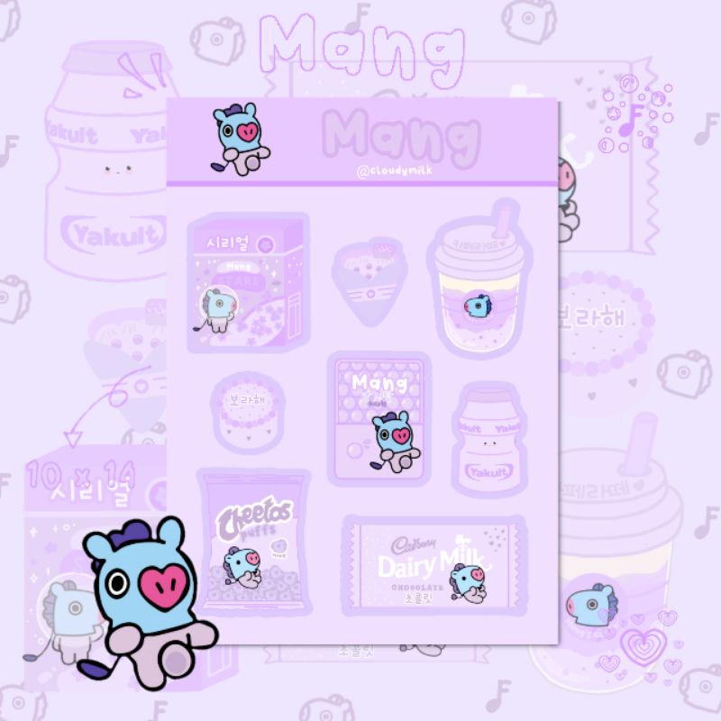 

BTS BT21 Korean mart mang sticker sheets