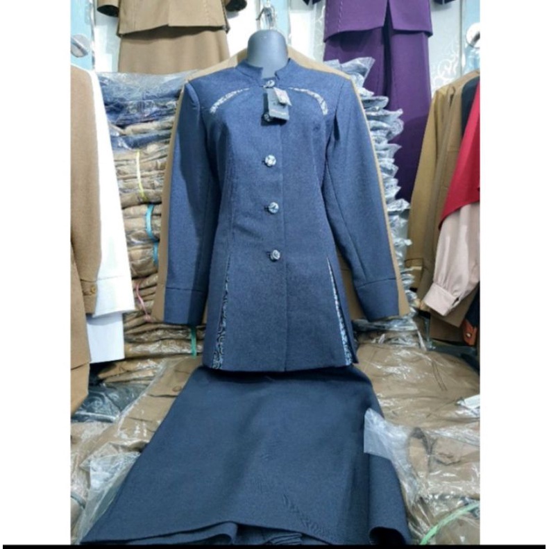 SERAGAM KERJA KANTOR SETELAN ROK  BIRU DONGKER