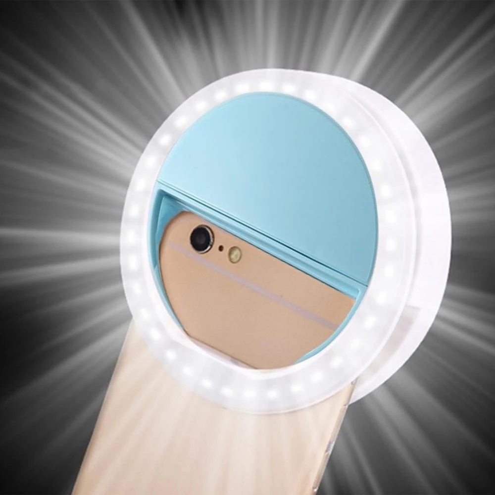 Lampu Selfie Ring Led Rechargeable Dengan Klip Penjepit Untuk Smartphone / Komputer