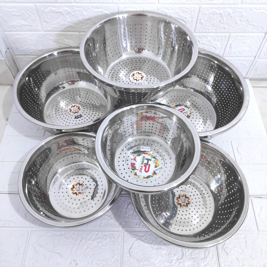 Baskom Bolong Lubang Bakul Stainless Saringan Baskom Tirisan Sayur Beras