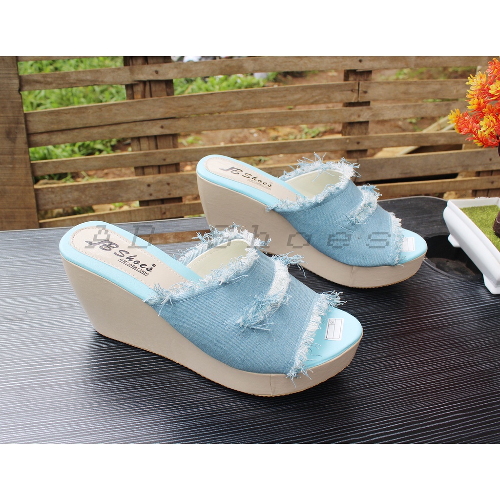 Sandal Wedges Wanita Kokop Rumbai / Selop Sendal Casual Murah DE 08