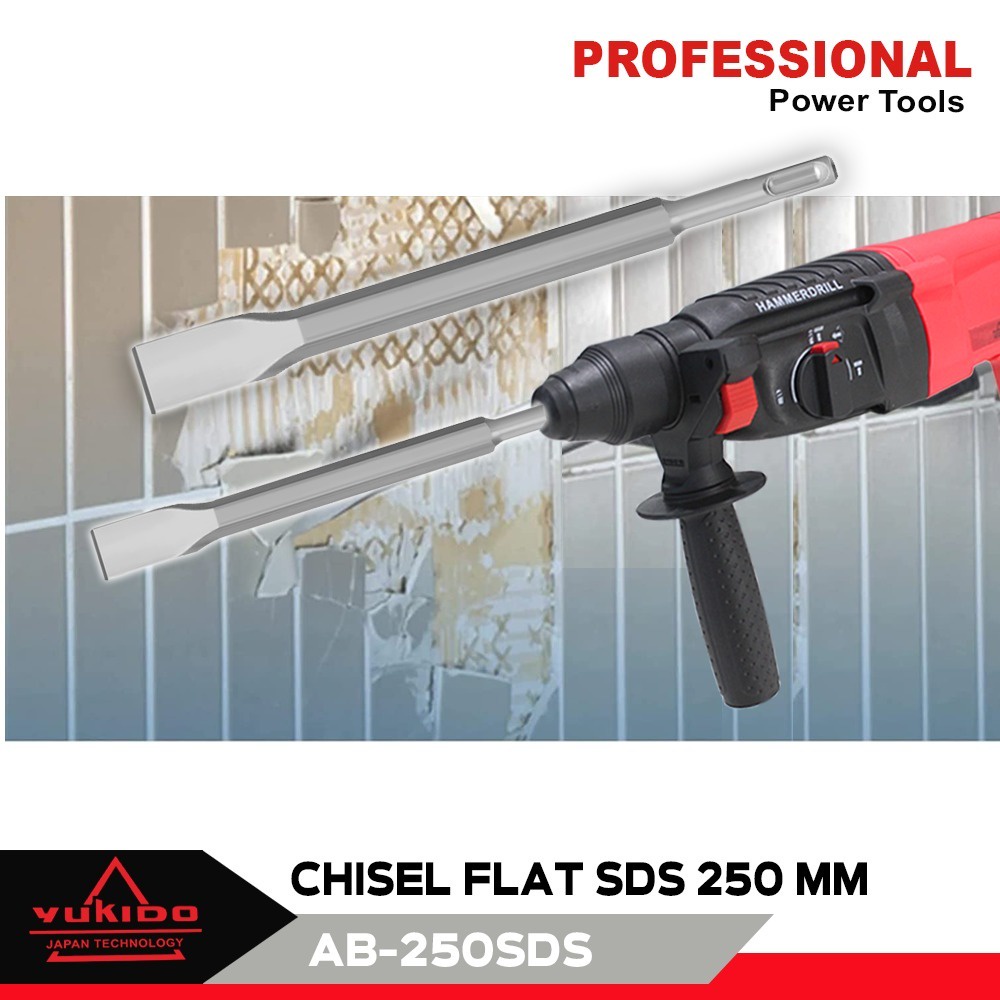 NEW Wood chisel Mata Bor Bobok Kayu - CHISEL FLAT SDS 250MM-Mata Bobok Bor Pahat Beton GEPENG/PIPIH