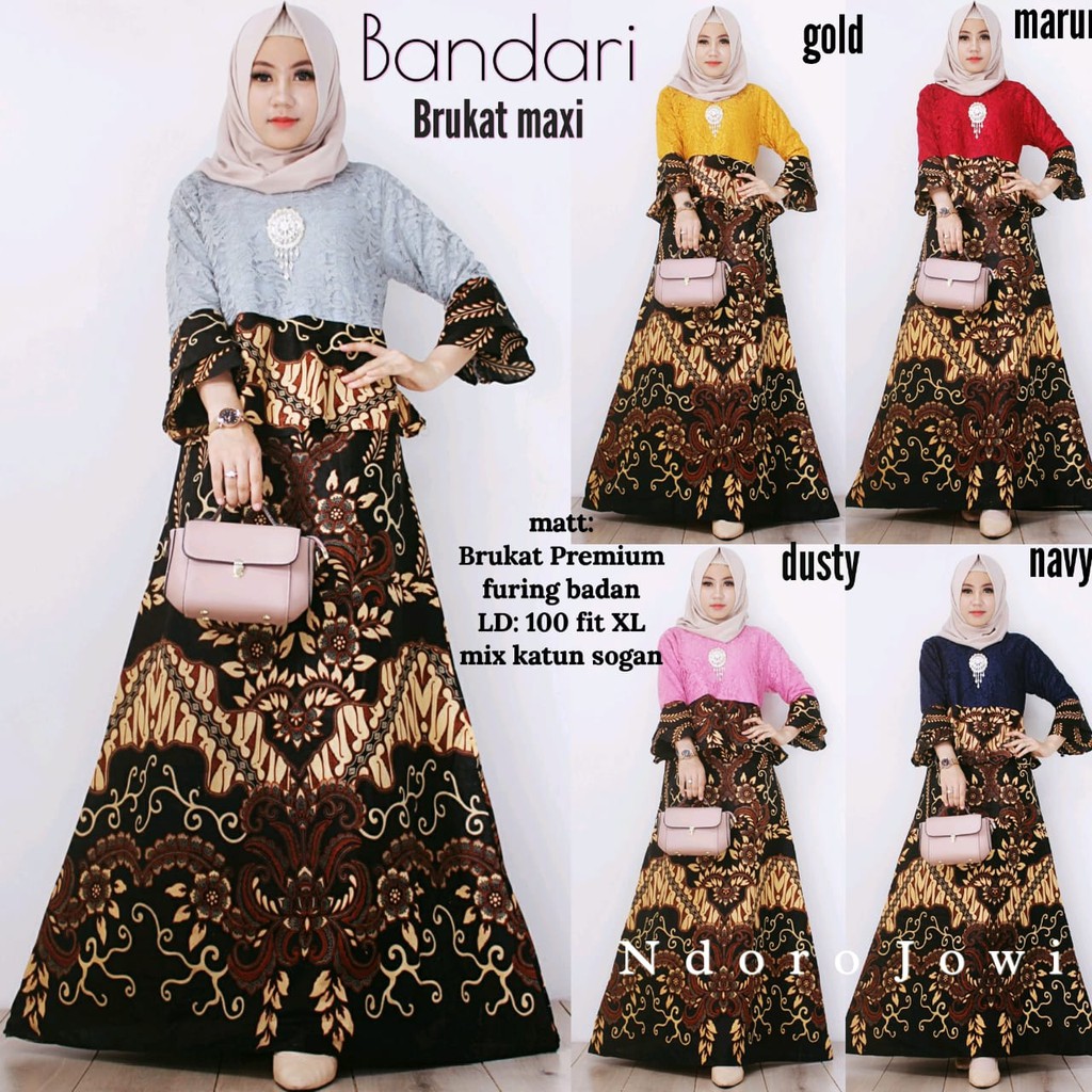 Pakaian Wanita Brukat Maxi Furing Badan Bandari by Ndoro Jowi