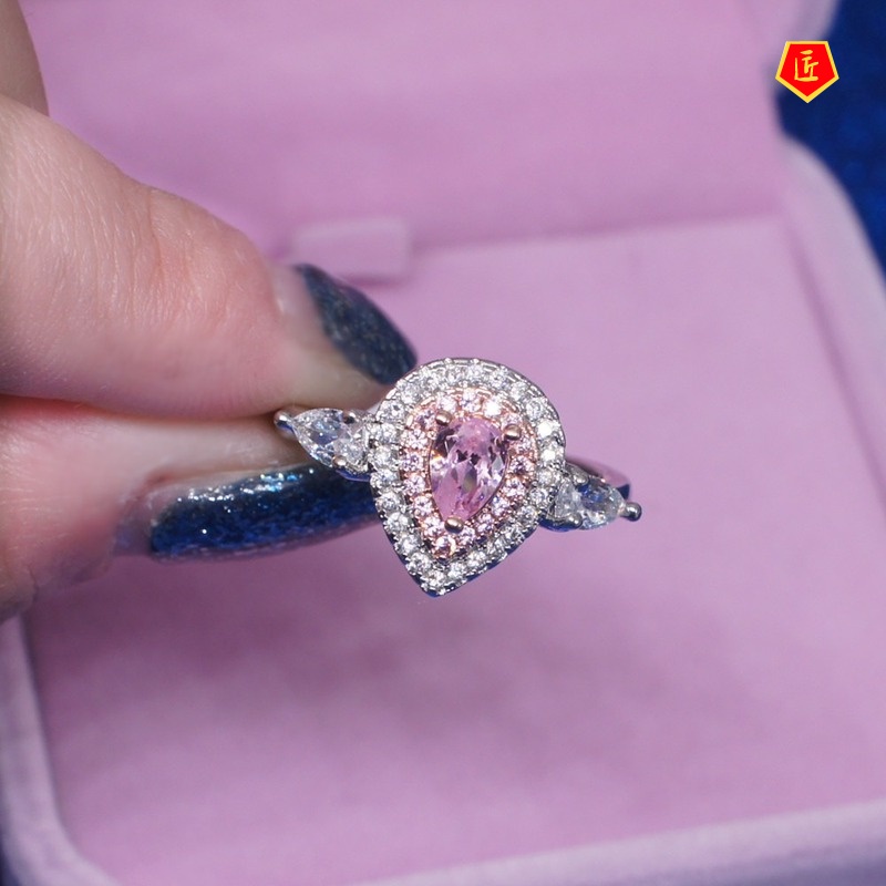 [Ready Stock]Fashion Elegant Pink Moissanite Women's Ring