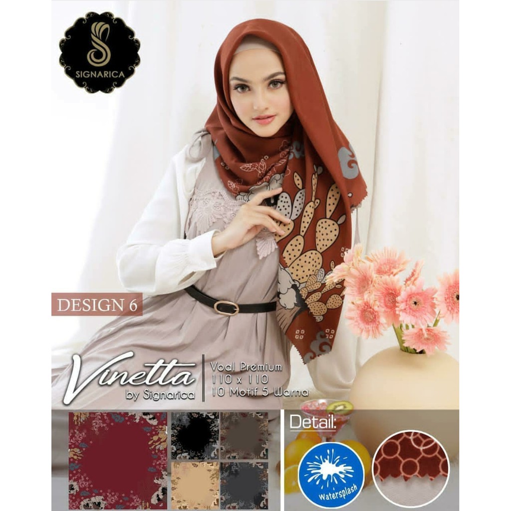 Jilbab Segiempat Motif Vinetta Lasercut D6 by Signarica