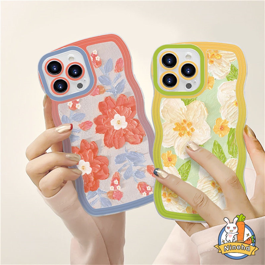 Soft Case Silikon Motif Lukisan Bunga Untuk iPhone 14 13 12 11 Pro Max X Xr Xs Max 8 7 6 6s Plus