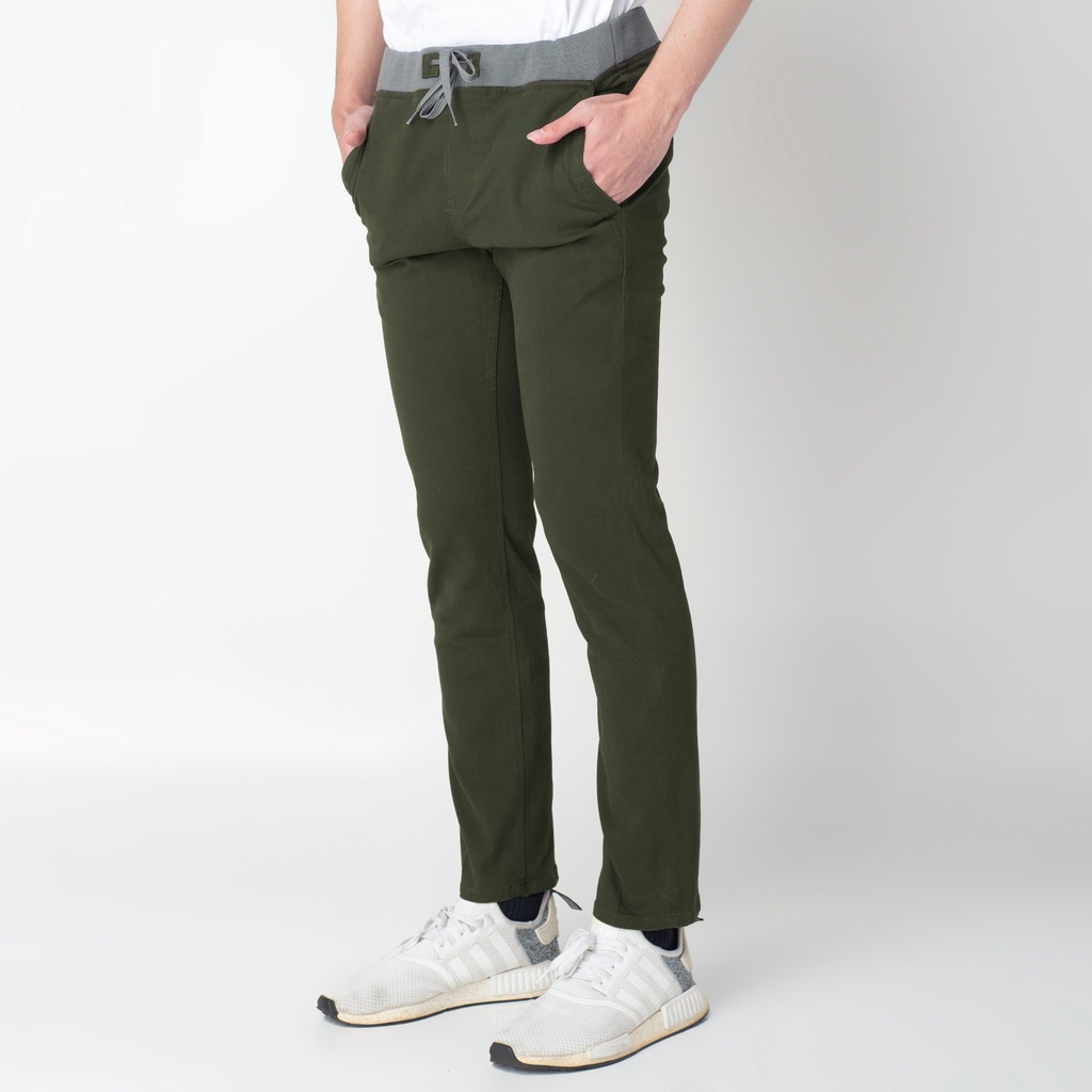 Benhill Celana Panjang Pria Rib Katun Stretch Hijau Army 27741-32766