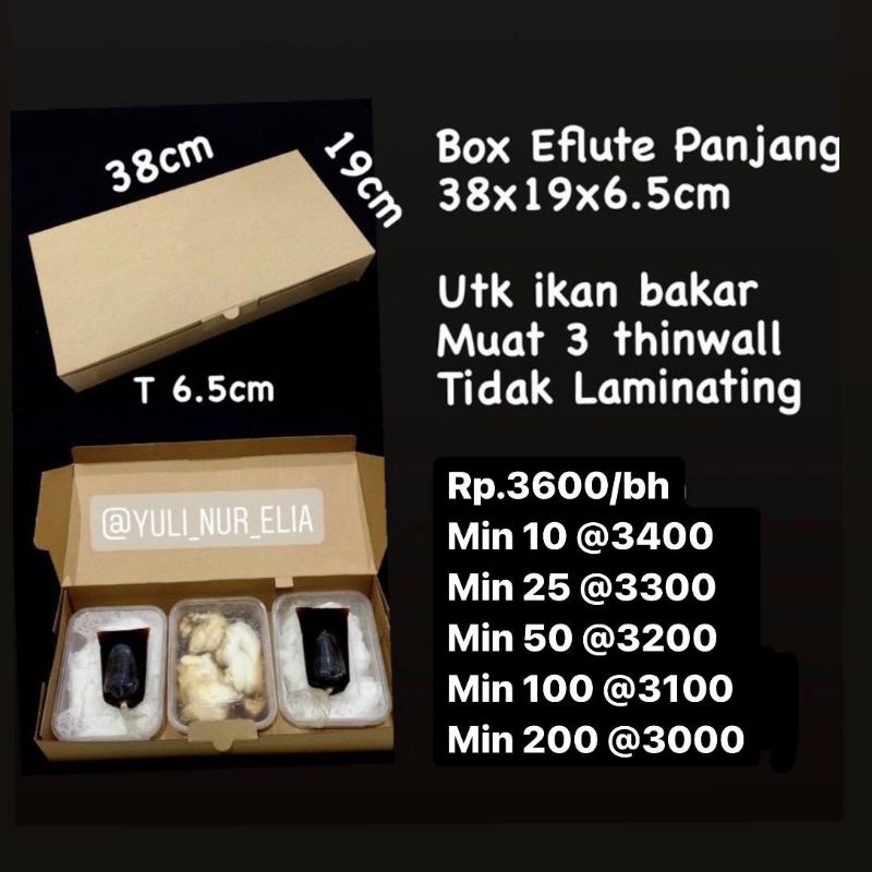 

Box Eflute Panjang 38x19x6.5cm cocok utk ikan bakar