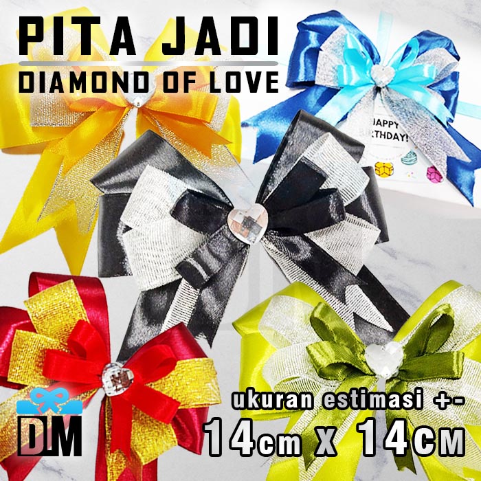 

PITA JADI Pita hadiah bingkisan suvenir Sudah dibuat dibentuk Handmade 14cm Diamond Of Love Penghias Kado Finishing