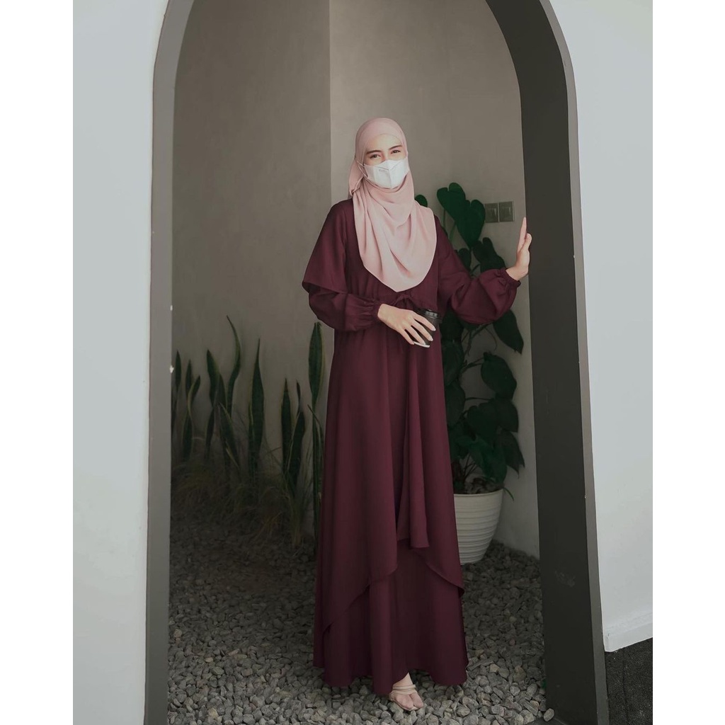 DAVINA DRESS SIZE S-M,L-XL TERBARU BAHAN SHAKILA WOOLPEACH PAKAIAN GAMIS TERLARIS MUSLIM WANITA BY ZENIC ID BISA COD ka