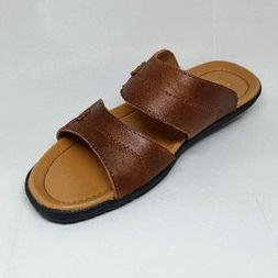 Sandal Slide Pria Kulit Asli Sandal Santai Kulit Coklat Grammer