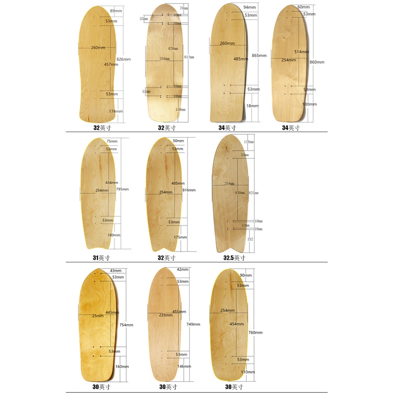 Dek SKATE Surfing 32INCH Double kick tail skateboard Surfing skateboard deck 32*10 inch 7-layer Papan Ikan Surfing maple Rusia full plus maple