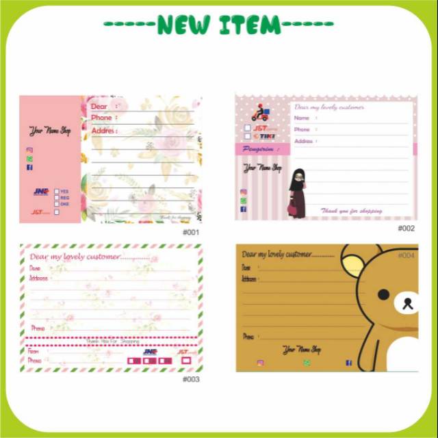 

Kertas alamat pengiriman olshop motif lucu shabby chick