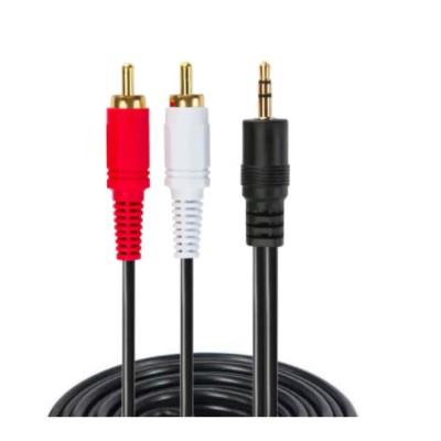 Kabel jack aux 3.5mm To Rca 2 gold plated 10m standard - Cable audio 3.5 to av video rca2 10 meter