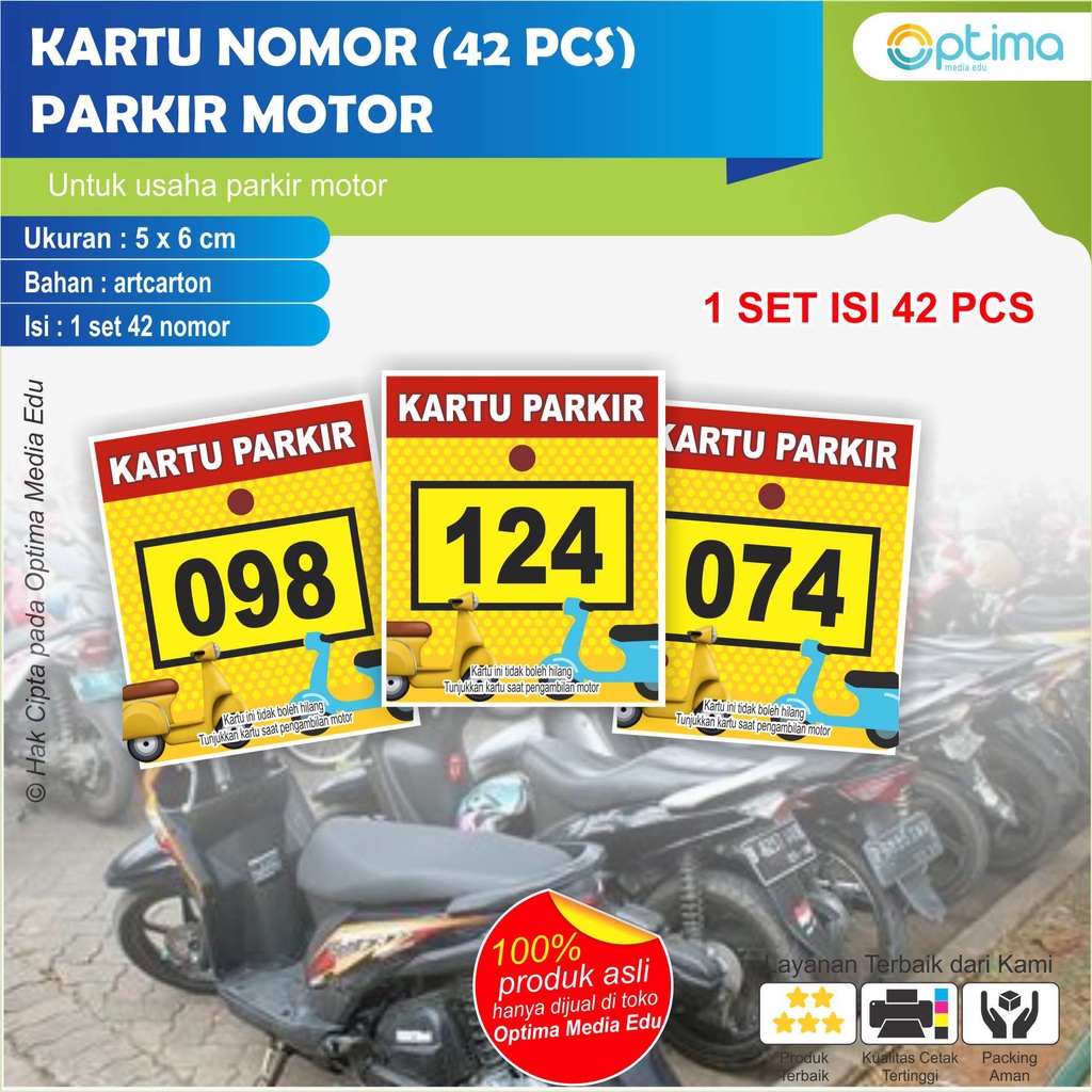 

KARTU NOMOR PARKIR MOTOR MOBIL (ISI SATU SET 42 PCS)