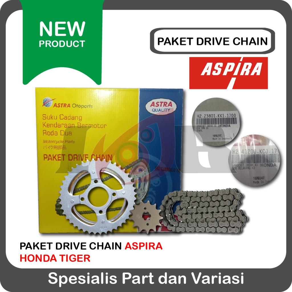 Aspira GearSet Tiger Drive Chain Rantai Roda Gir Depan Gear Belakang