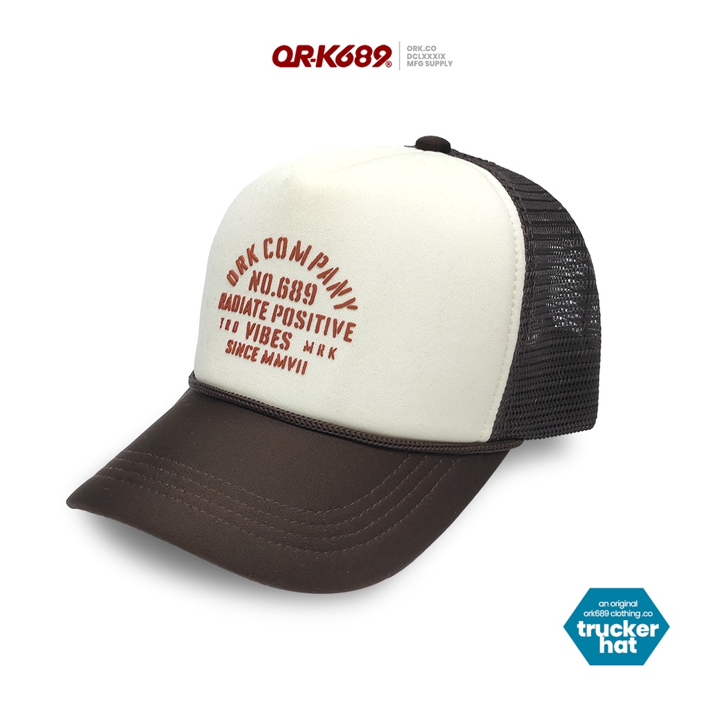 Topi Jaring Pria Distro  Baseball Trucker Hat ORK689  No689 Cream Brown