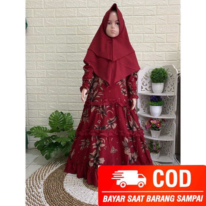 GAMIS MONALISA HIJAB ANAK MOTIF BUNGA SEPATU GAMIS MUSLIM ANAK GAMIS SYAR"I GAMIS ANAK MURAH