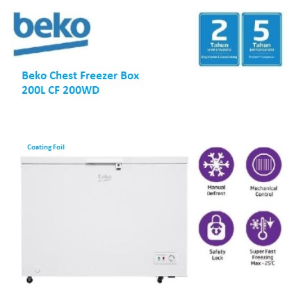 Beko Chest Freezer Box 200L CF200WD CF-200WD 200WD Garansi