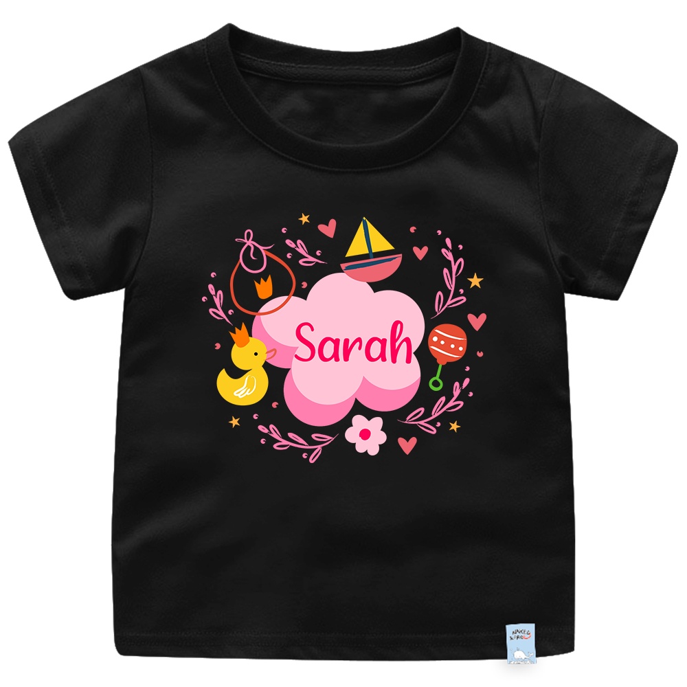 Baju Kaos Custom Nama Untuk Bayi dan Anak 6 Bulan - 8 Tahun Happy Series Bahan Katun Combed 30s