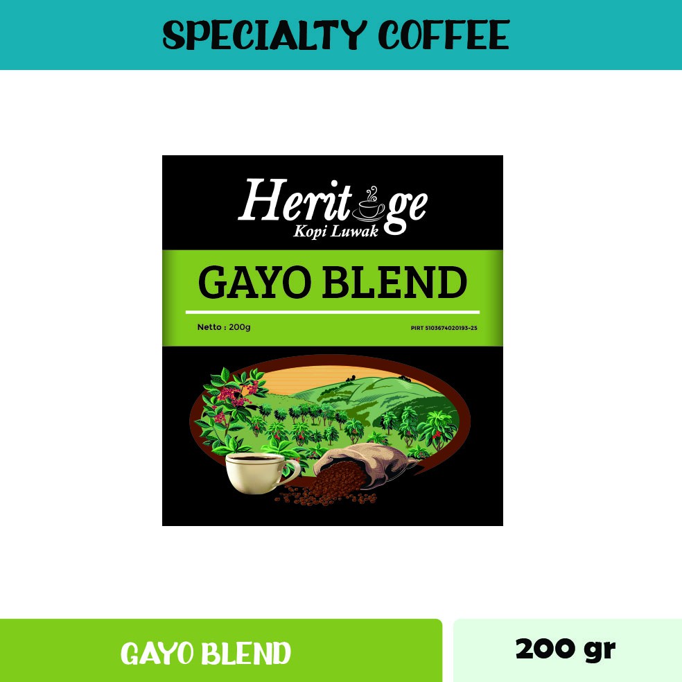 Kopi Gayo Blend 200 gr - Heritage Kopi Luwak -