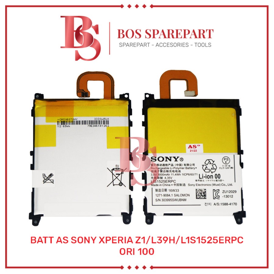 BATTERY AS SONY XPERIA Z1 / L39H / L1S1525ERPC ORI 100 / BATERAI / BATRE