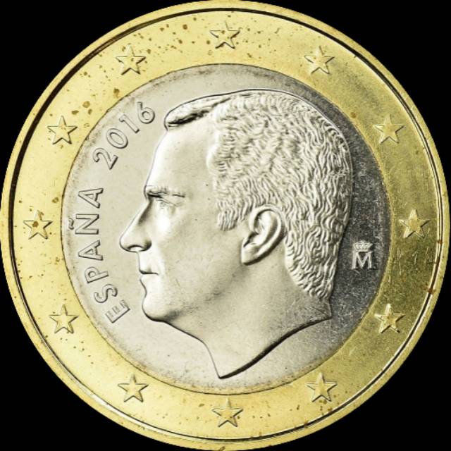 KOIN EURO 1 Pict. COIN SPAIN SPANYOL 23.25 mm CIRCULLATED KING FILIPE