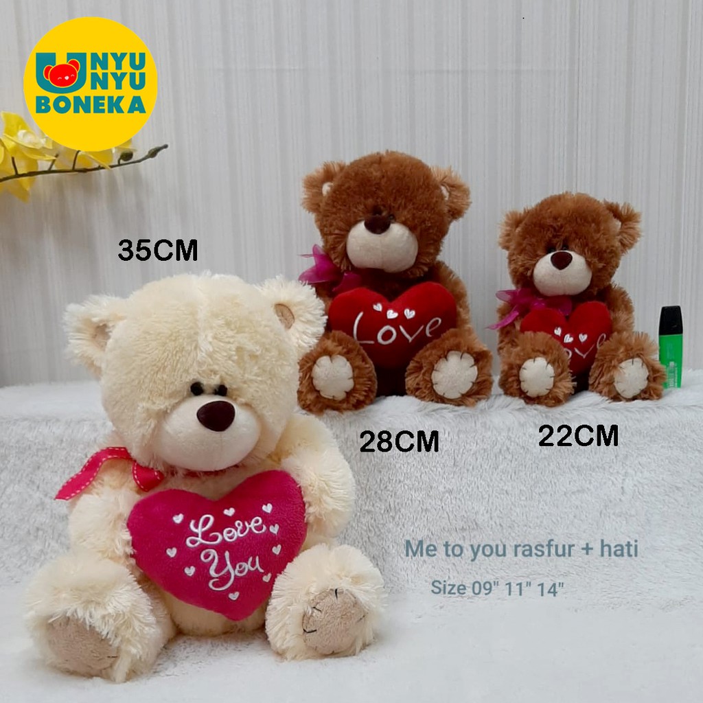 Boneka Bear Mini Me To You Rasfur + Hati Impor Kado Ultah Hadiah Sovenir