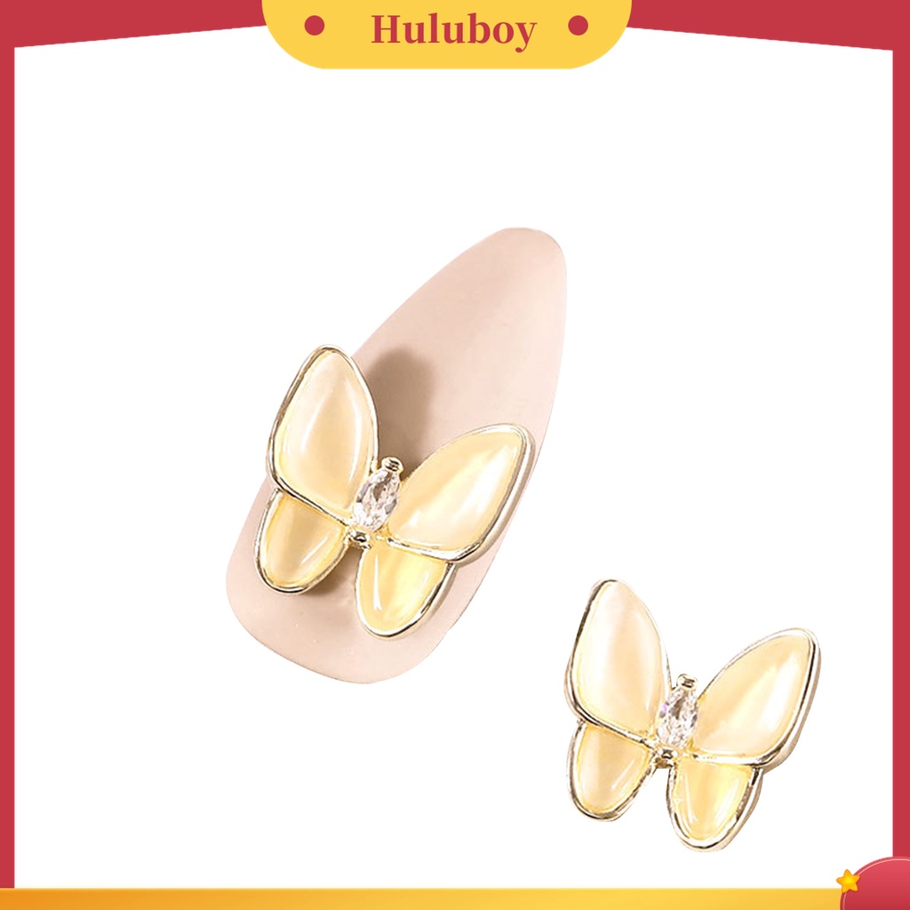 Huluboy Huluboy♡ 2pcs Kupu-Kupu Glitter Berlian Imitasi Untuk Dekorasi Nail Art DIY