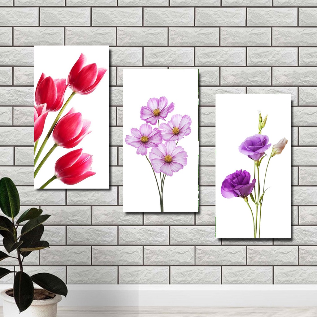 Hiasan Dinding Poster MINI ART DAUN BUNGA TULIP cantik seni foto bagus laminasi mengkilap vintage dekorasi rumah cantik pigura murah