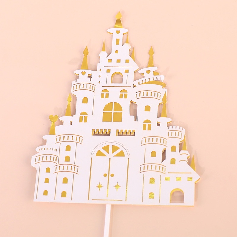 1 Pcs Cake Topper, Sisipan Kue, Aksesoris Akrilik Castle Pesta, Untuk Happy Birthday