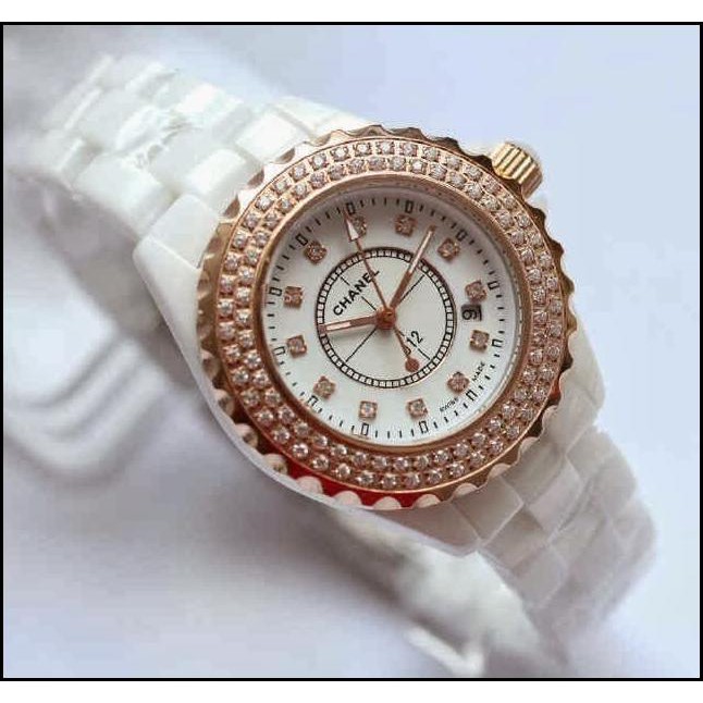 Chanel Diamond Rosegold Full Keramik J12