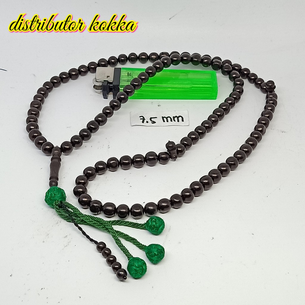 ( SUPER MURAH ) Grosir 5 pcs tasbih Kokka kaukah kaokah fukakah koka bulat rumbai 7,5 mm hitam