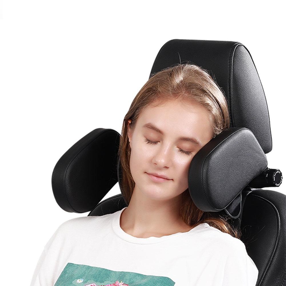 HOYOO Side Headrest Pillow Sandaran Kepala Kursi Bantal Mobil Cover Kulit - HY33 - Black