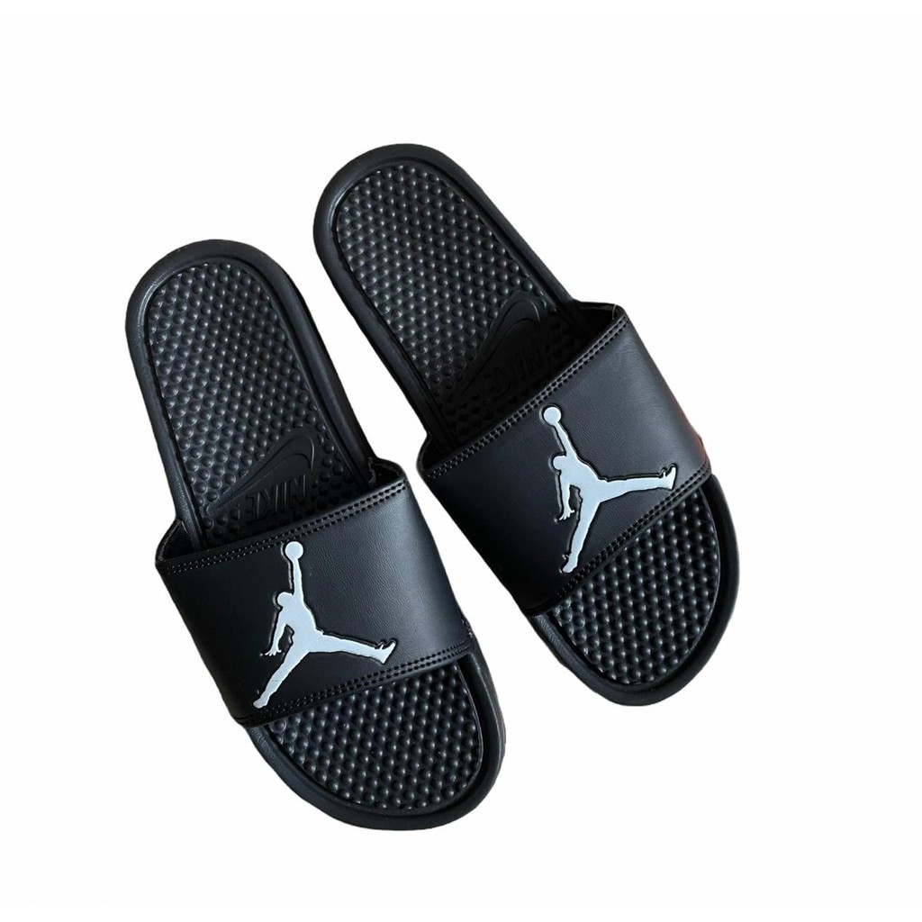 sandal karet pria nike original benassi jordan hitam putih slip sandal cowo cewe kasual dewasa