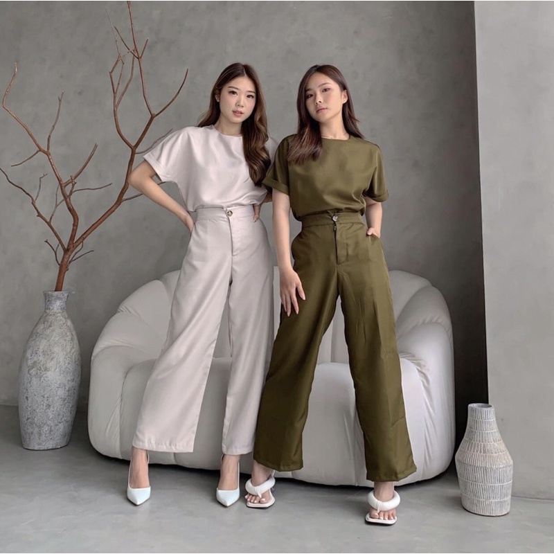 SARA 2 IN 1 SET KOREA - SETELAN WANITA KANTOR ( LONG PANTS ) SETELAN FORMAL KANTOR - PAKAIAN WANITA KANTORAN POLOS - HADIAH / KADO ULTAH CEWEK