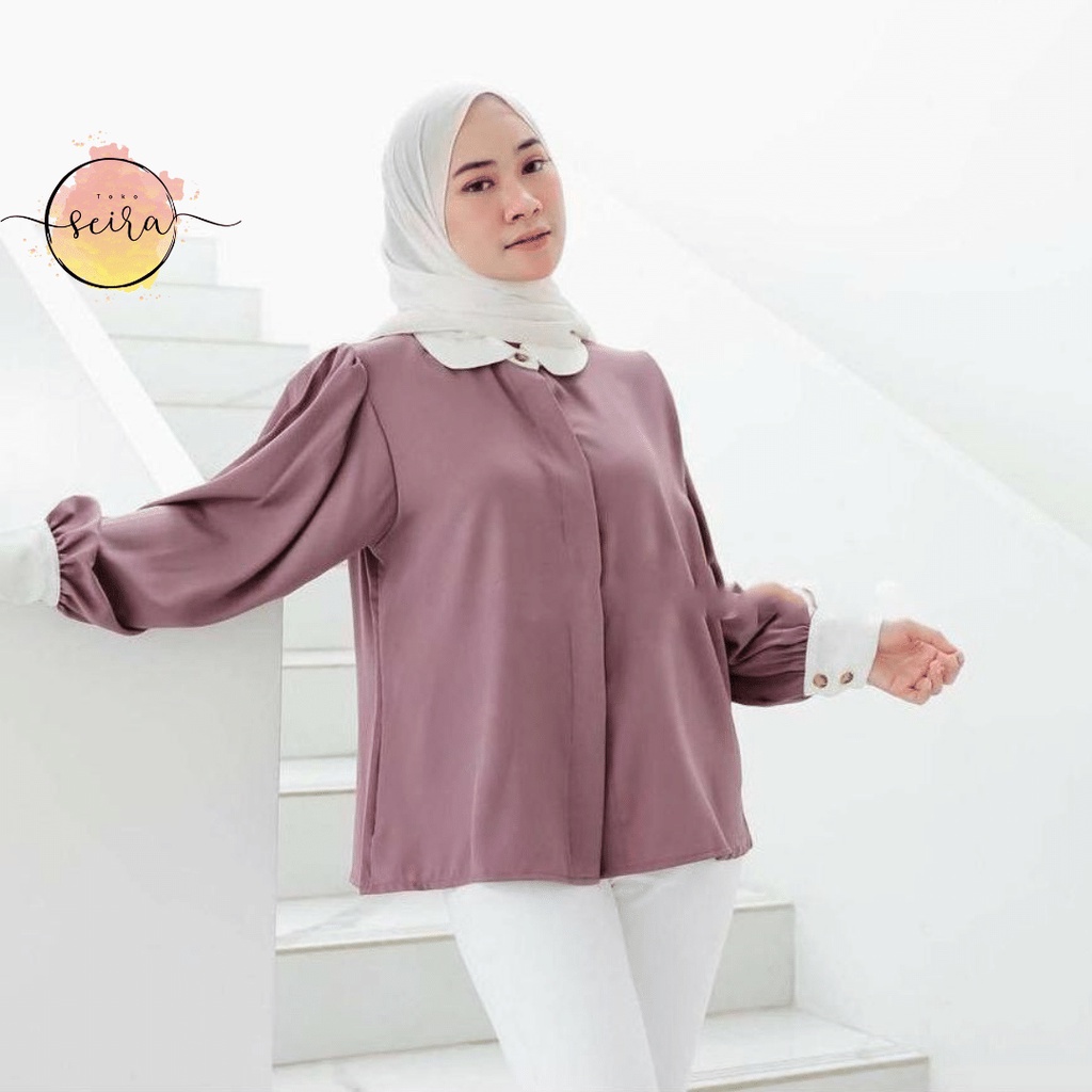 [BISA COD] Vashi Blouse / Atasan Wanita Top Moscrepe