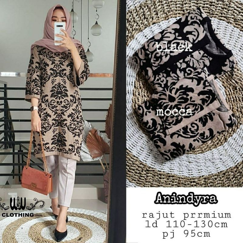 Anindyra Tunik, TUNIK RAJUT WANITA CANTIK JUMBO BAHAN RAJUT PREMIUM LD 110-130 BESTSELLER OOTD