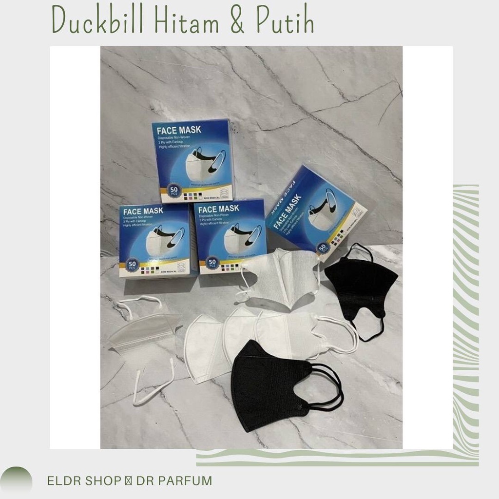 Masker Duckbill Isi 50 Pcs Hitam dan Putih