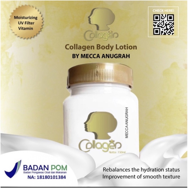 (COD)Mecca Anugrah Collagen Body Lotion Original 100% (Bitcol) | Pemutih Tubuh | Pelembab | BPOM