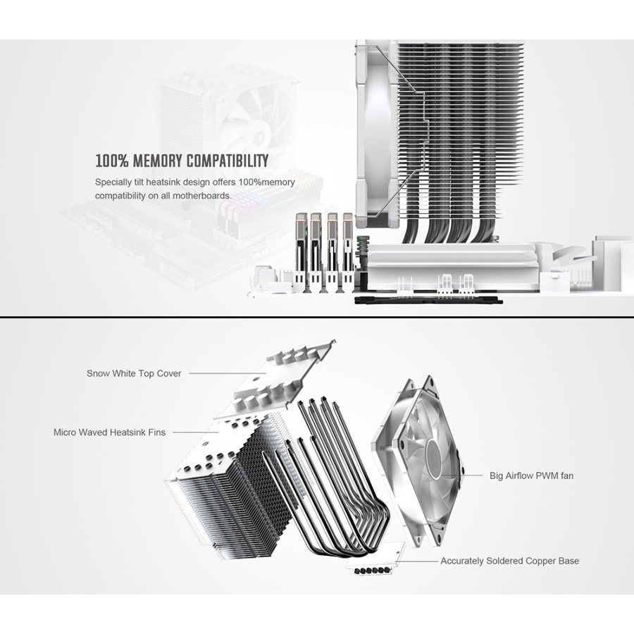 ID-COOLING SE-226-XT ARGB SNOW | CPU Cooler Heatsink HSF (Intel/AMD)