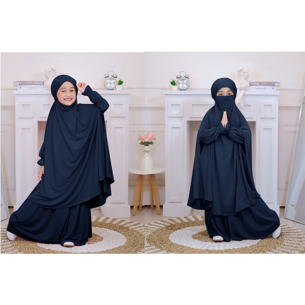 FenishaStore Baju Gamis Anak Aline Syair'i Kids Usia 7-9 Tahun