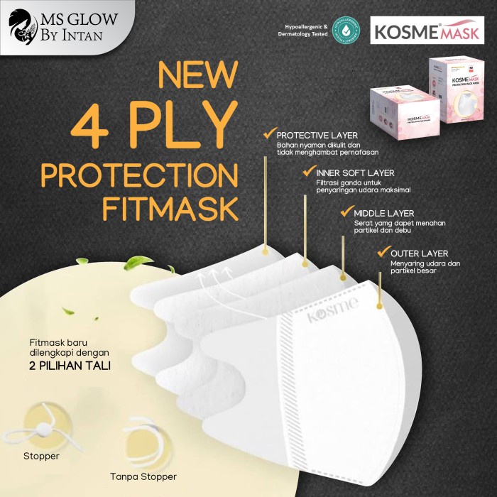 MS GLOW - 1 BOX MASKER KOSME MASK FITMASK NANO SILVER MASKER KESEHATAN