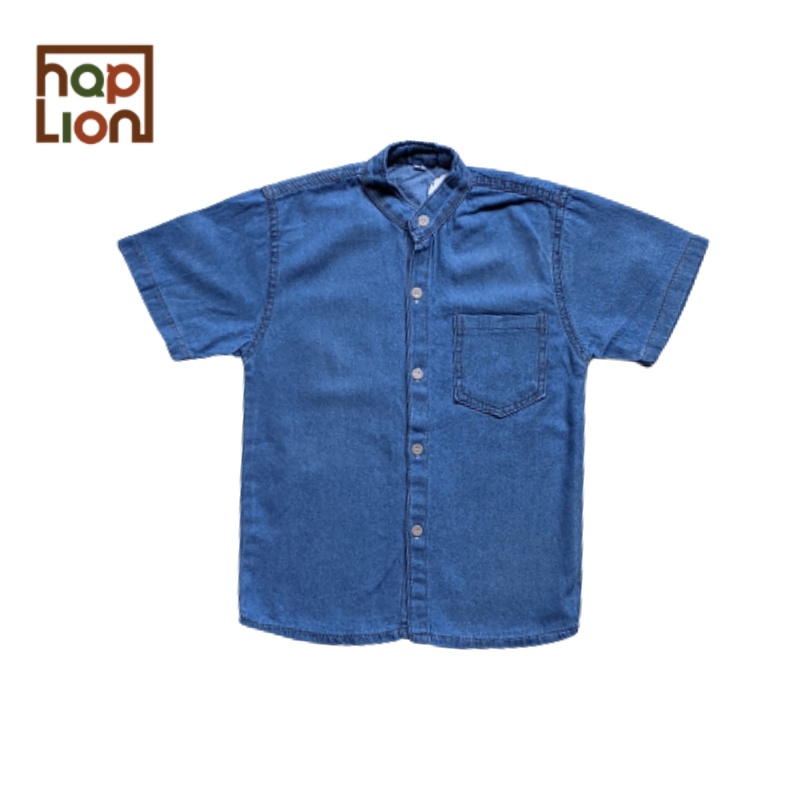 Haplion Kidswear | Kemeja Koko Lengan Pendek Anak Laki-Laki Kemko Jeans Lembut 1- 6 Tahun