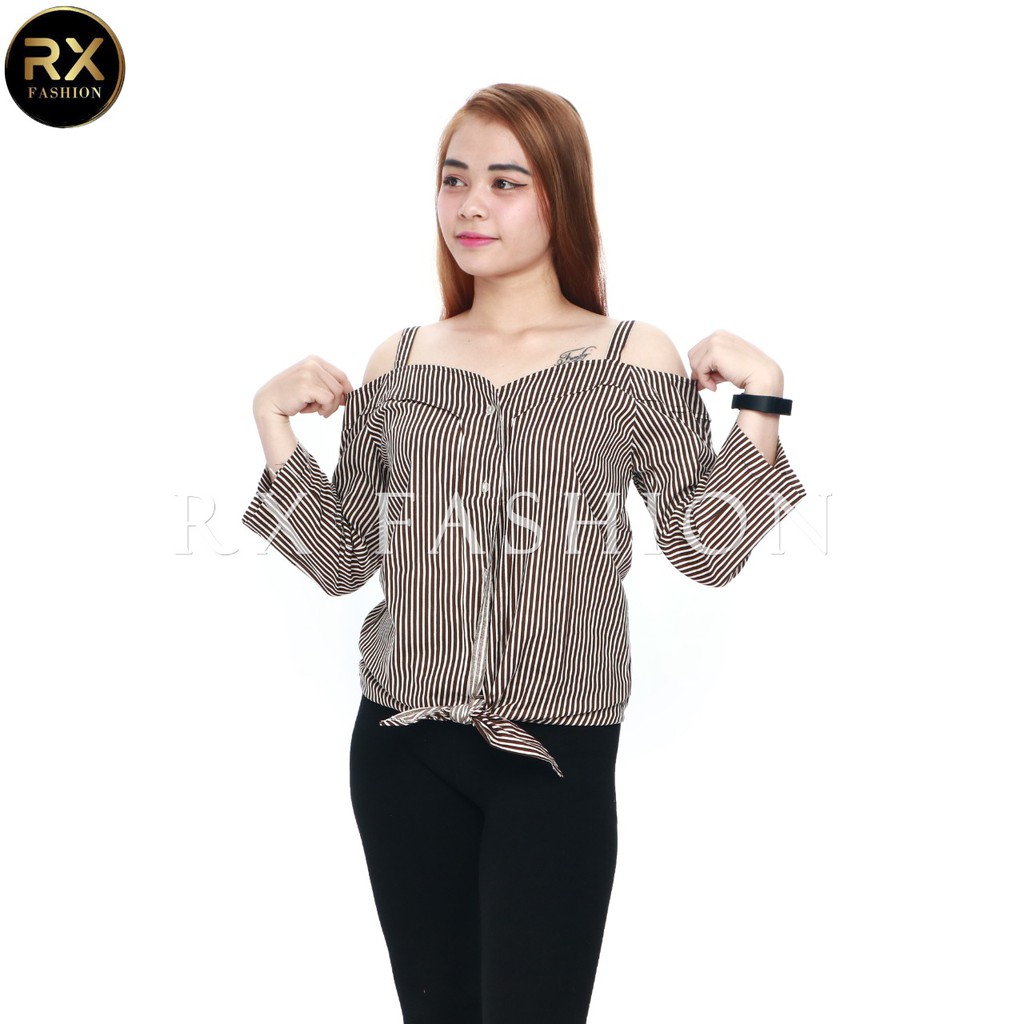 RX Fashion Nessa Sabrina Top bahan katun fit L 1H