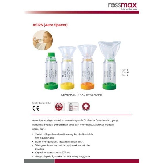 Rossmax Aerospacer Aerochamber | Alat Terapi Asma AS175