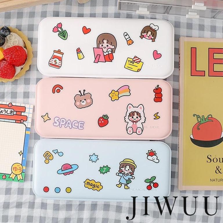 

☐ JW0130 - Kotak Pulpen Pensil Tempat Pensil Minimalis Pencil Case Aesthetic Sudah Termasuk Sticker ホ