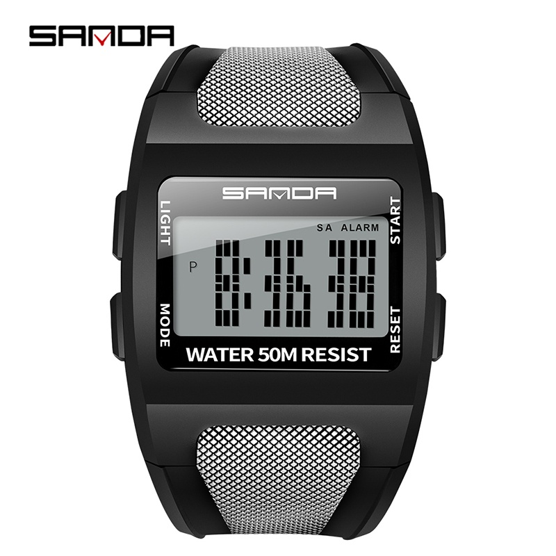 SANDA 222 Jam Tangan Pria Digital Sport EL Backlight Tali Rubber Anti air CURRENOS