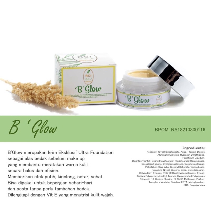 RCI Skincare B’ BB Glow RCISkincare Racikan Ijo Cream Kulit Normal Berjerawat Pemutih Pembersih Waja