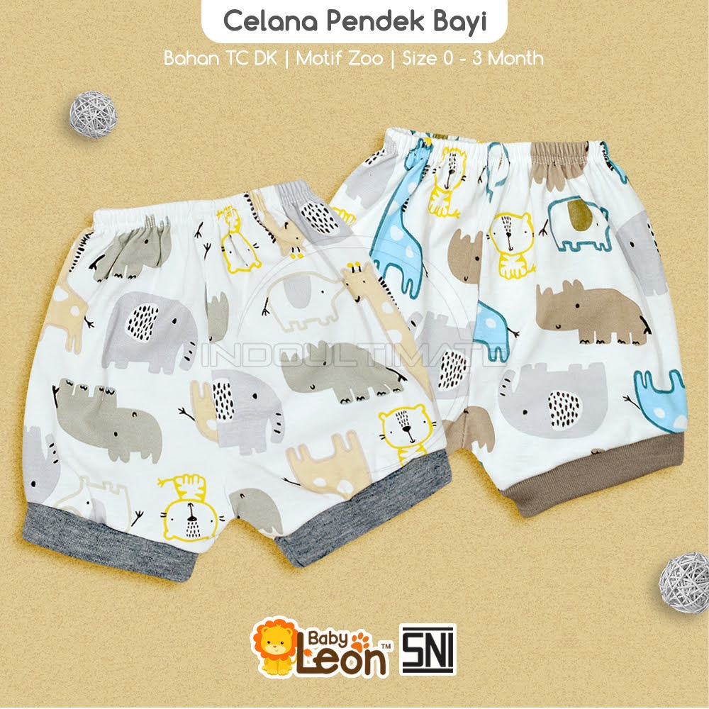 1Pcs Celana Pendek Bayi (0-3 Bulan) ZOO SERIES BABY LEON DS-117 Celana Diaper Bayi Baru Lahir Celana Anak Bayi Celana Pop Bayi Celana Bayi Harian Celana Motif Bayi